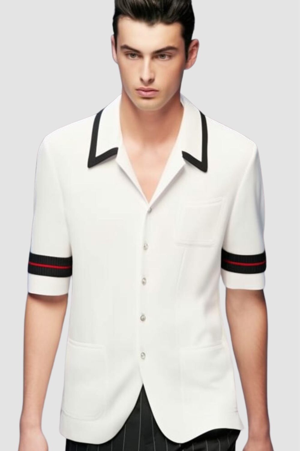 <p style="background-color:green;color:white;text-align:center;">COMING SOON</p>Men's Contrast piping short sleeve Jacket