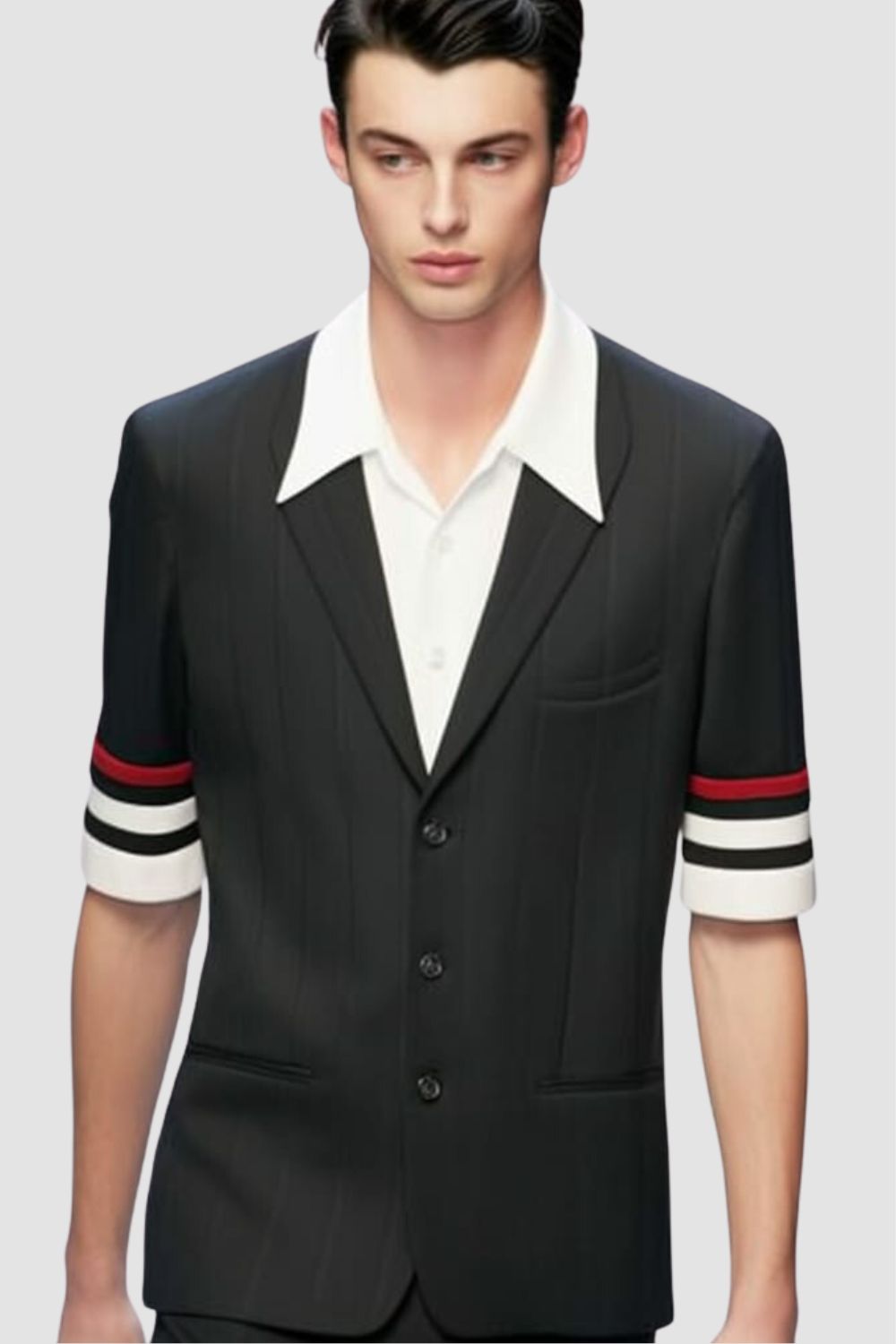 <p style="background-color:green;color:white;text-align:center;">COMING SOON</p>Men's stripe short sleeve Jacket