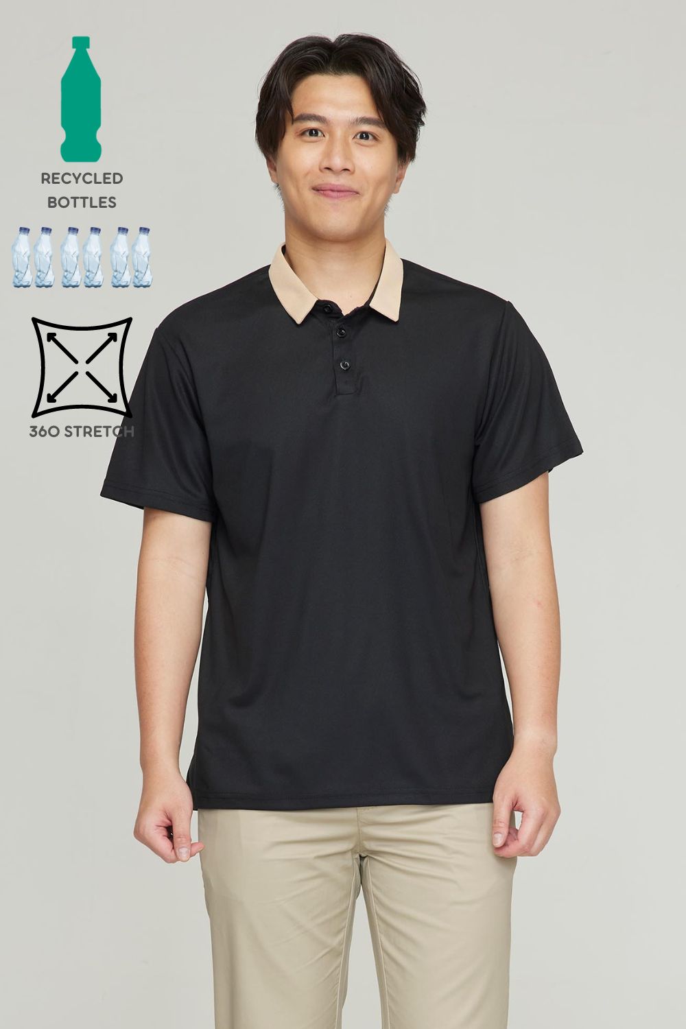 Men's BioNTex™ Contrast Collar Solid Polo Shirt