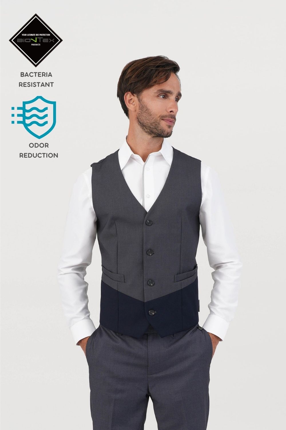 Men's BioNTex™ V Color Block Formal Waistcoat