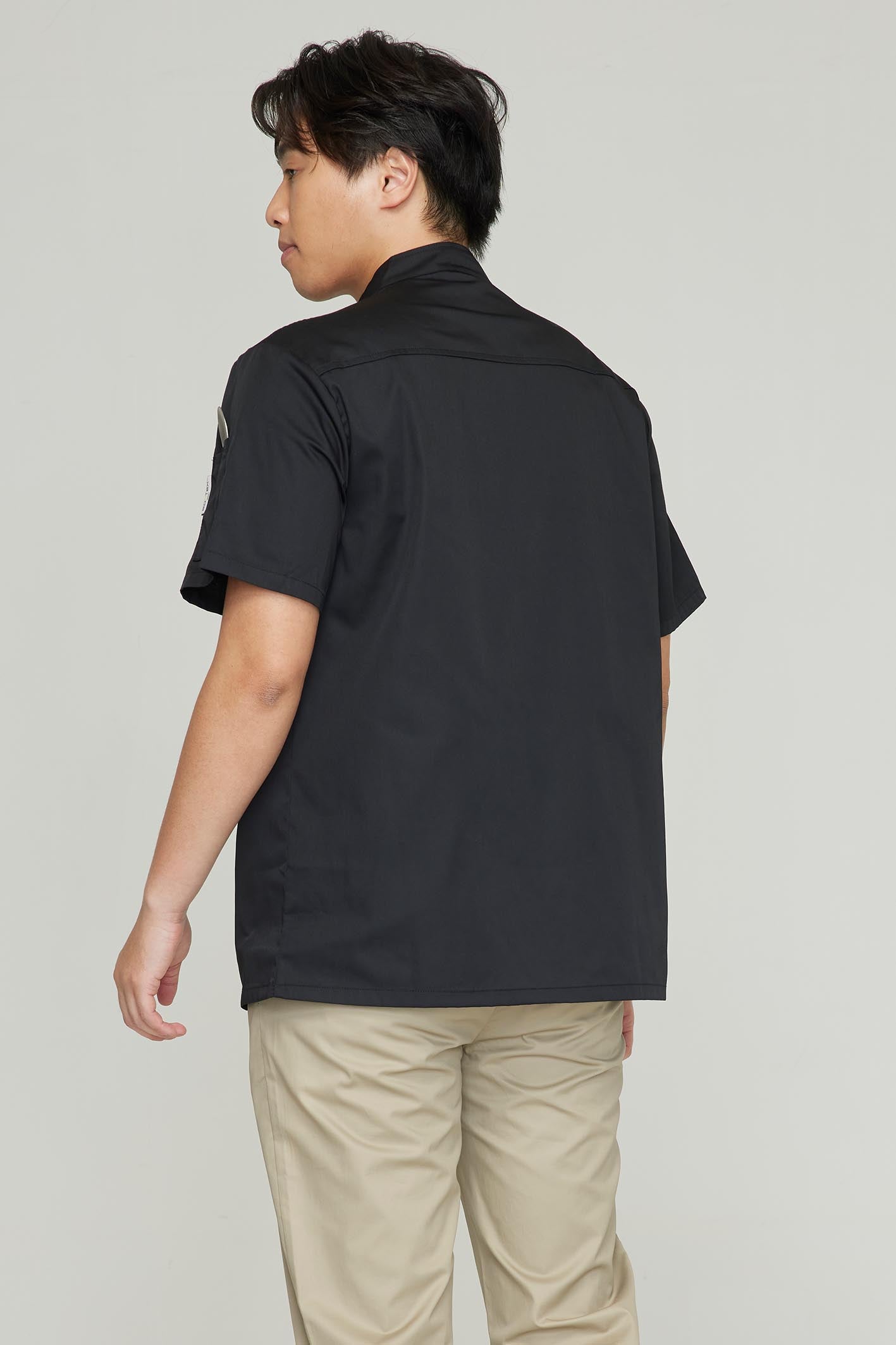 Men's 2-Pocket Double Breasted Closure Short Sleeve Chef Coat
