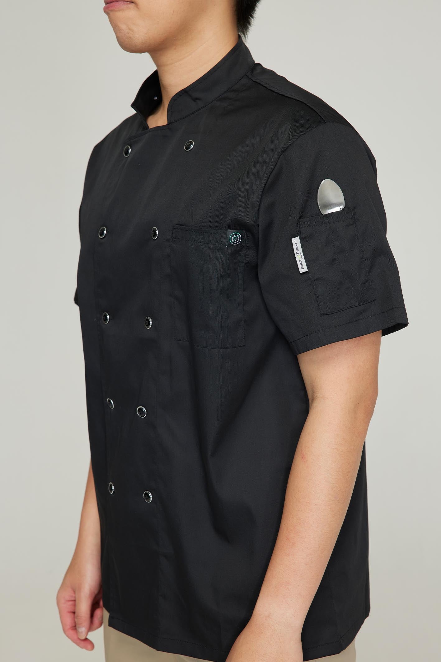 Men's 2-Pocket Double Breasted Closure Short Sleeve Chef Coat