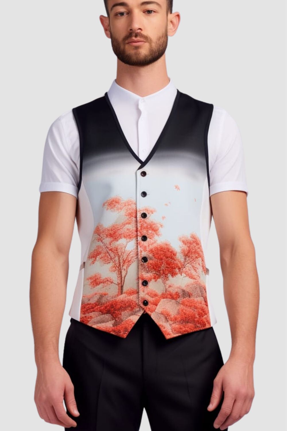 <p style="background-color:green;color:white;text-align:center;">COMING SOON</p>Men's Printed Vest