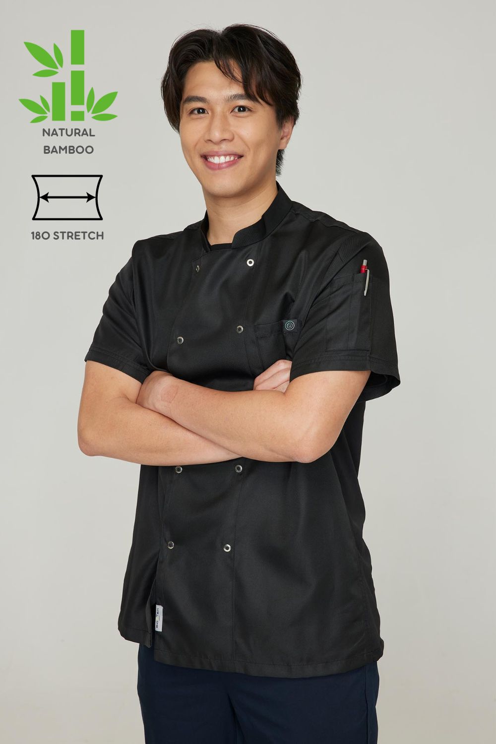 Men's BioNTex™ 2-Pocket Double Breasted Short Sleeve Chef Coat