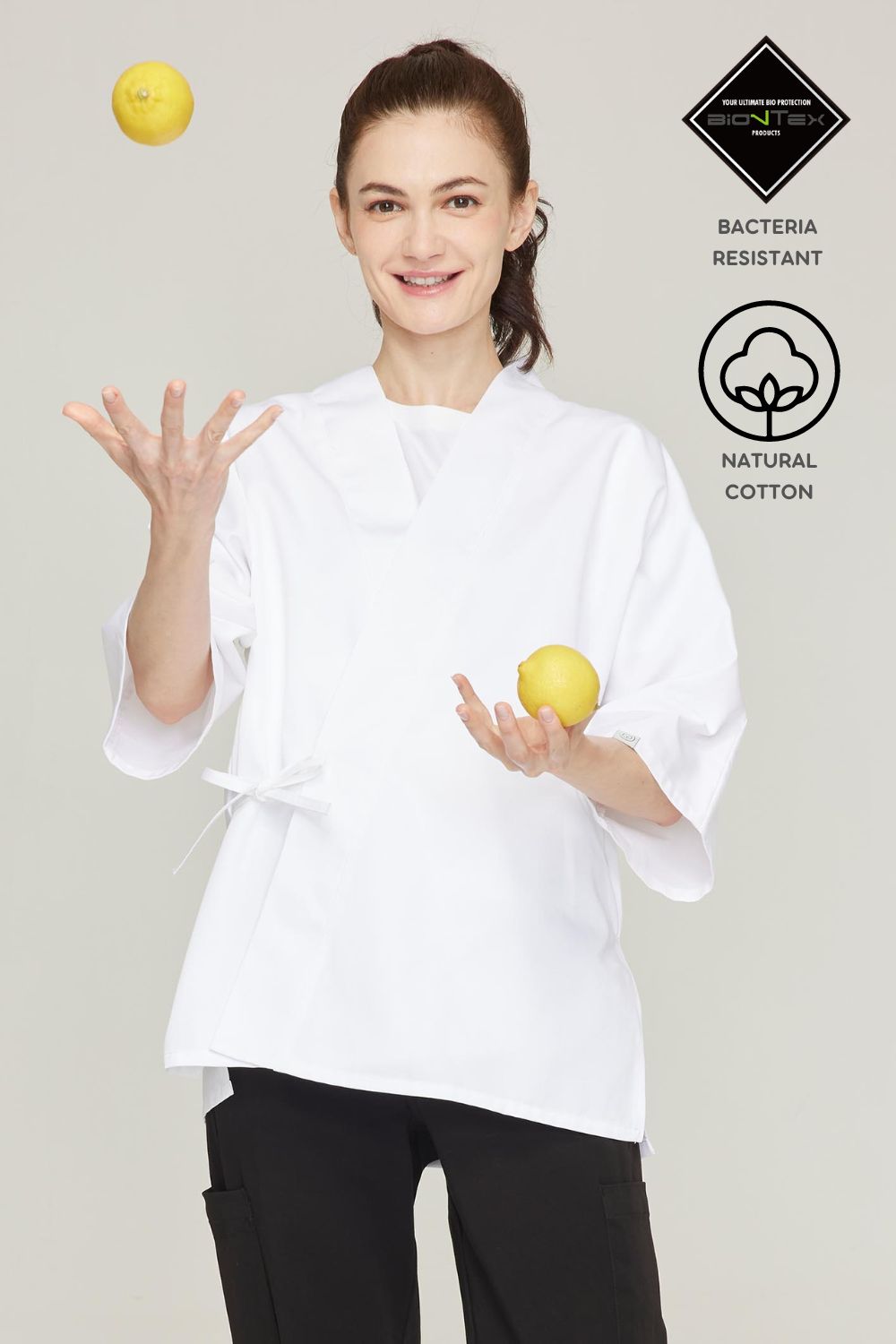 Women's BioNTex™ Japanese Style Short Sleeve Chef Coat