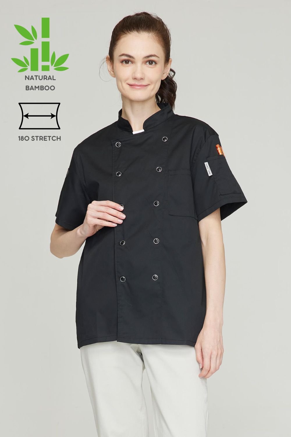 Women's BioNTex™ 2-Pocket Double Breasted Closure Short Sleeve Chef Coat