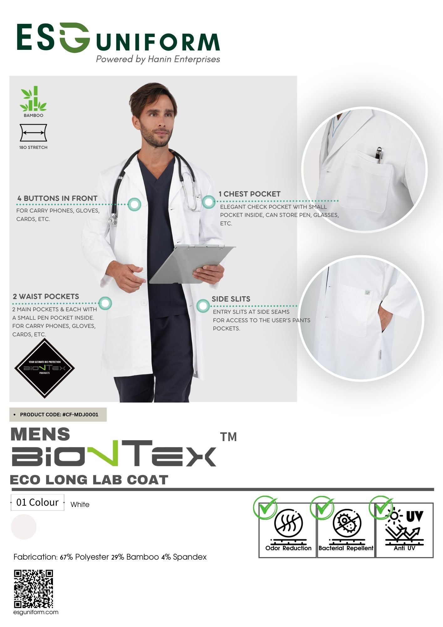 <b>Richemont</b> Men's BioNTex™ ECO Long Lab Coat