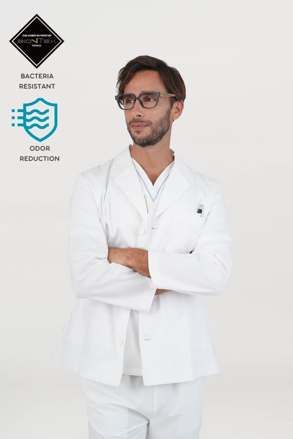 Men's BioNTex™ Easy Care Long Sleeve Short Lab Coat