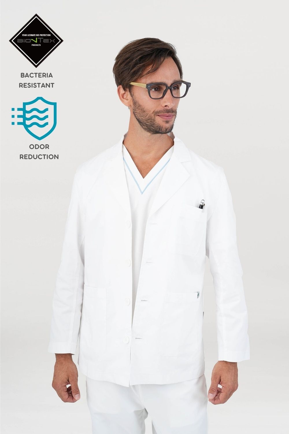 Men's BioNTex™ Eco Long Sleeve Short Lab Coat