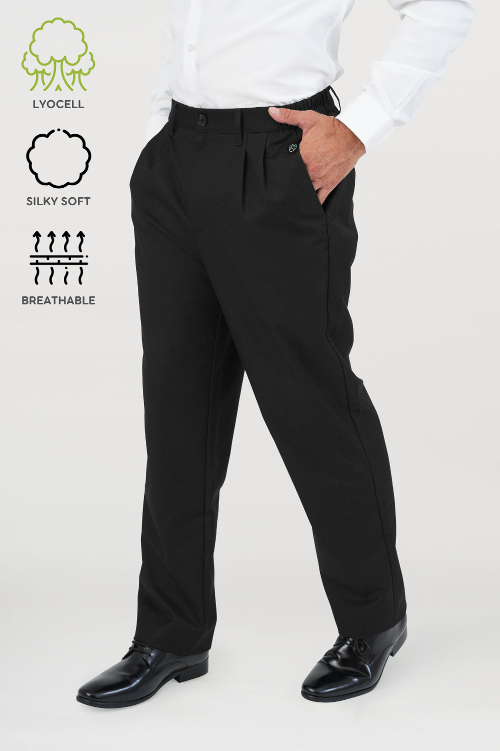 <b>HKCEC</b> Men's ECO Pleated Elastic Waist Formal Pants