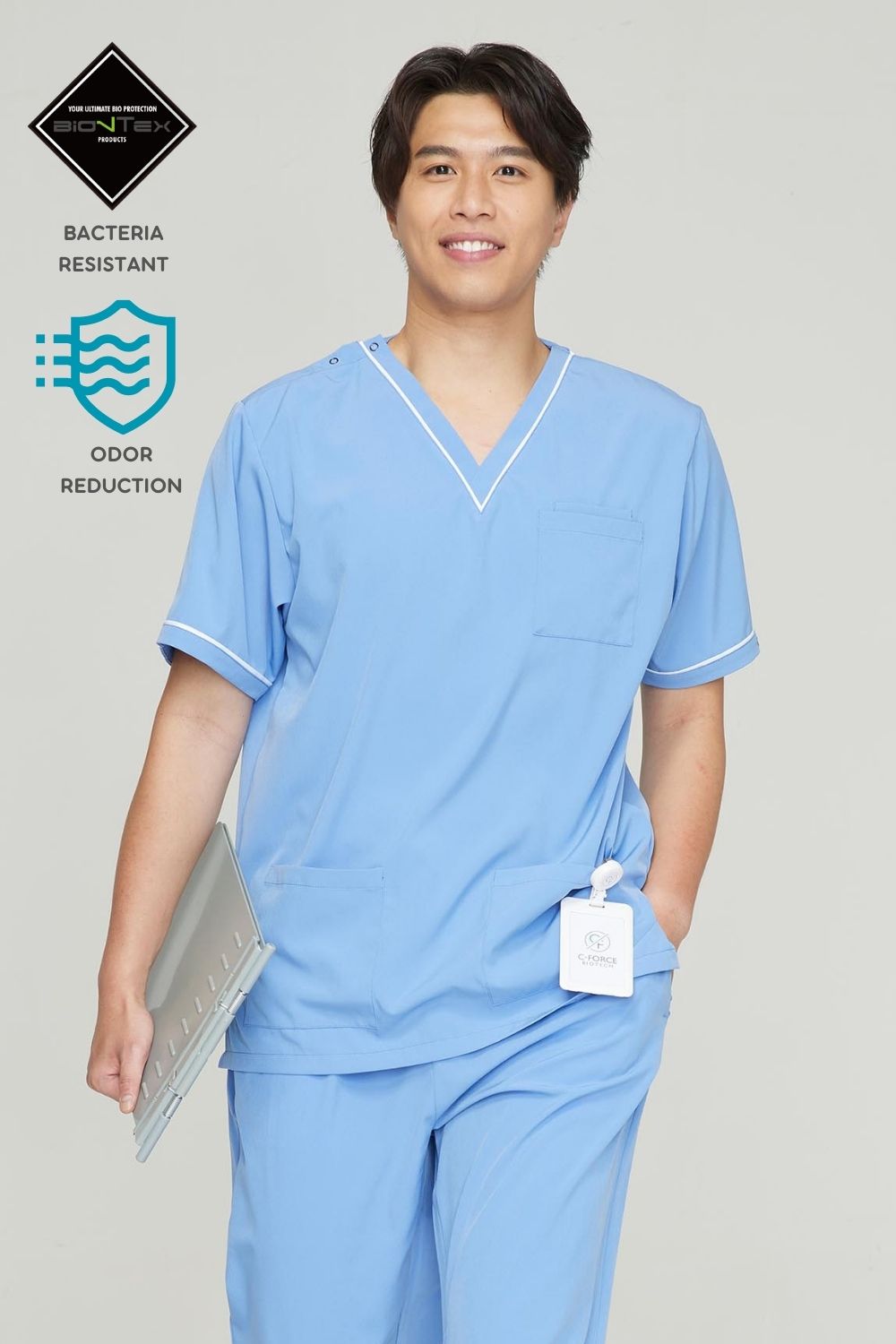 Men's BioNTex™ Contrast Piping Scrub Top