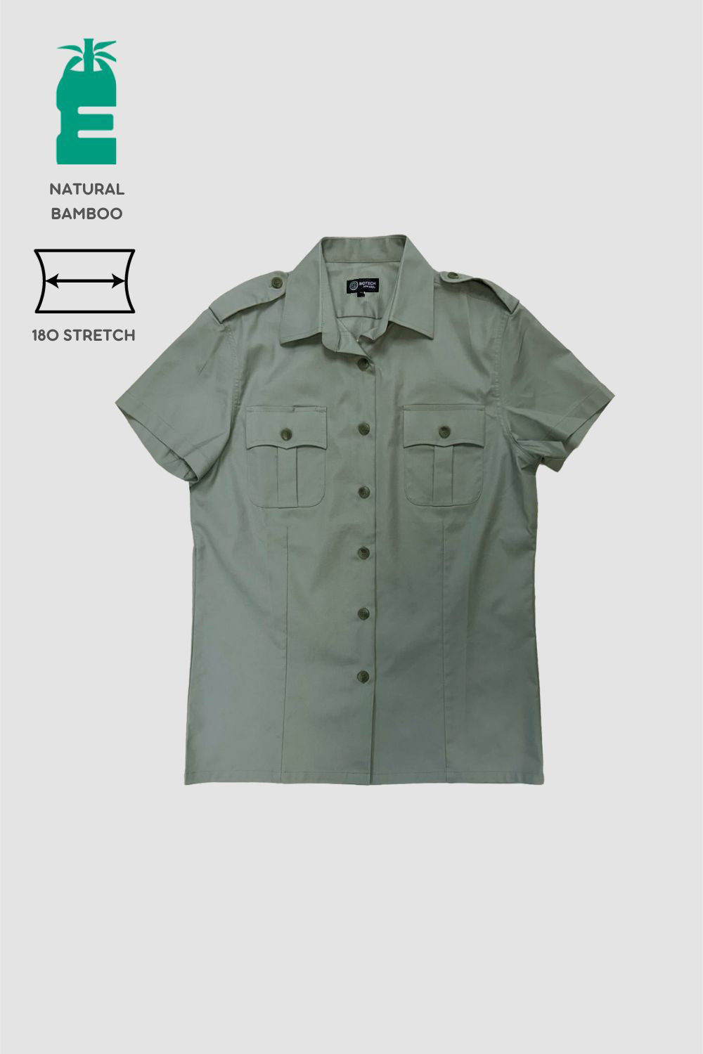 <b>WELL BORN</b> | Women's Work Functional Epaulets Short Sleeve Shirt