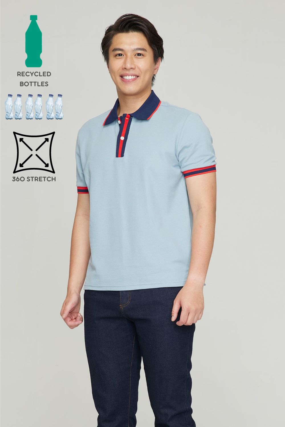 Men's BioNTex™ Mixed Fabric Polo Short Sleeve