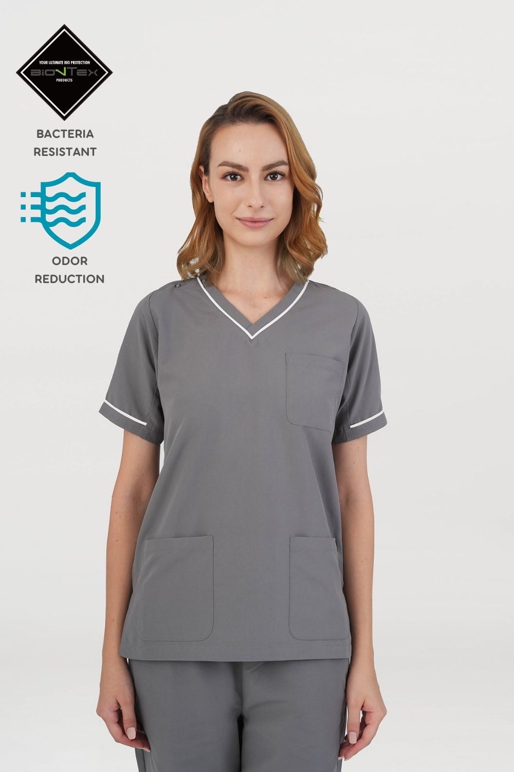 Women's BioNTex™ Contrast Piping Scrub Top