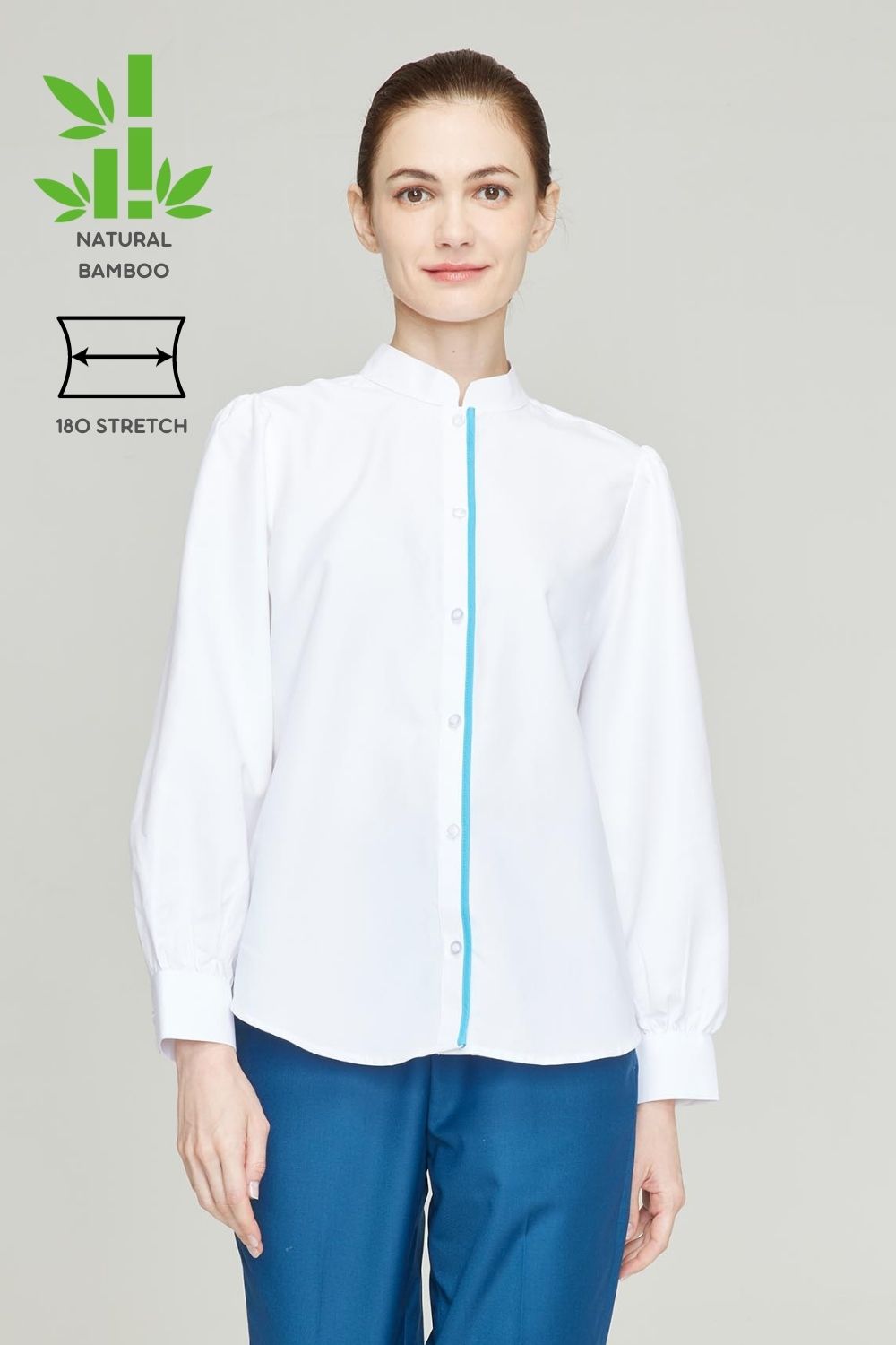 Women's BioNTex™ Sustainable Single Piping Mandarin Collar Shirt