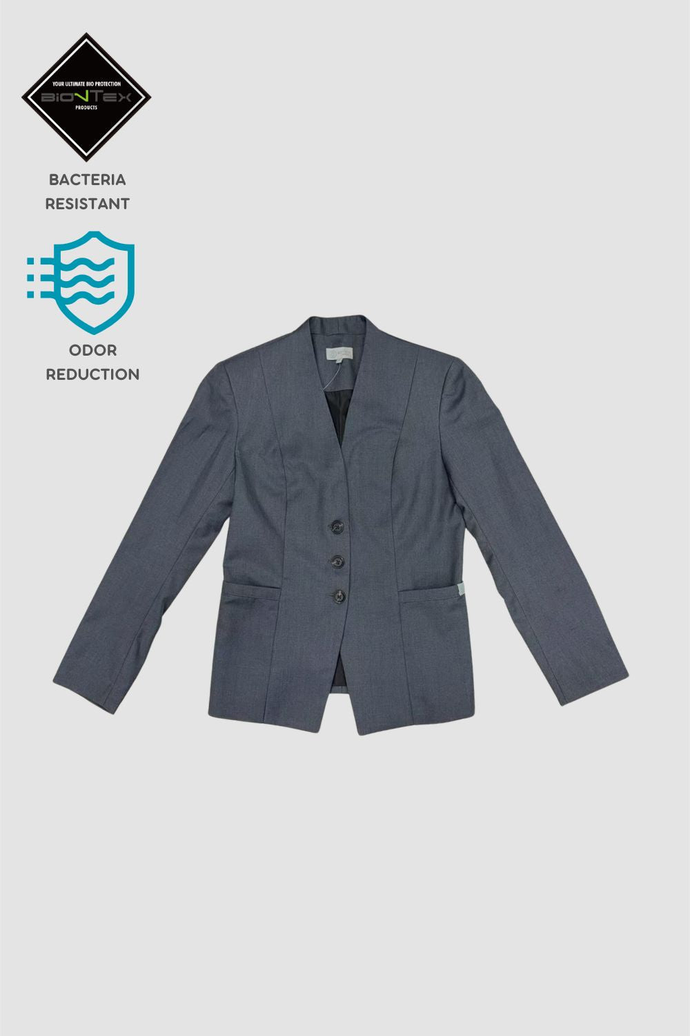 <b>HKCEC F&B Catering_Receptionist</b> | Women's Grey Blazer with princess seams_WJK0017