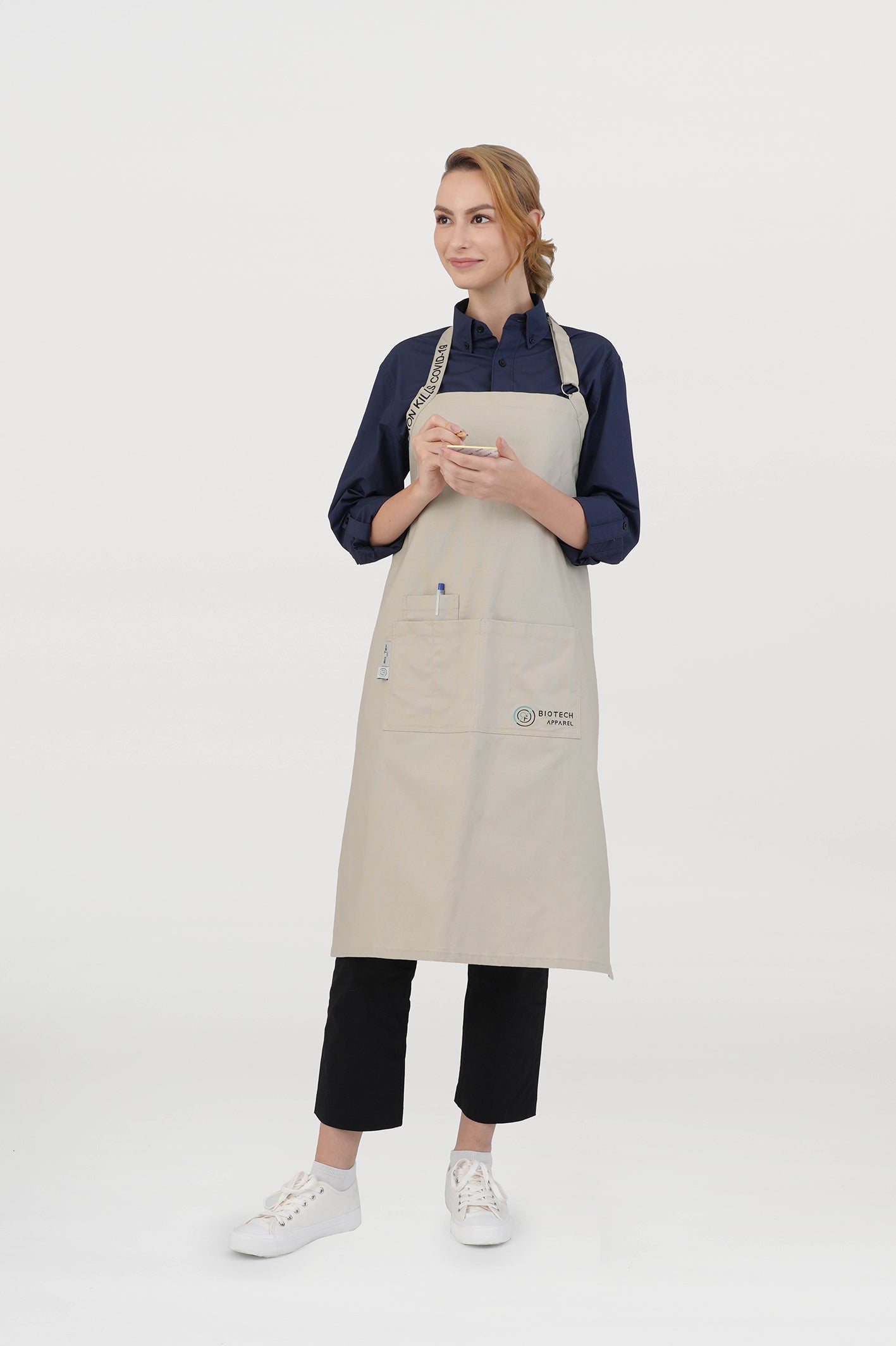 <b>QE</b> Unisex BioNTex™ Embroidered Strap Bib Apron