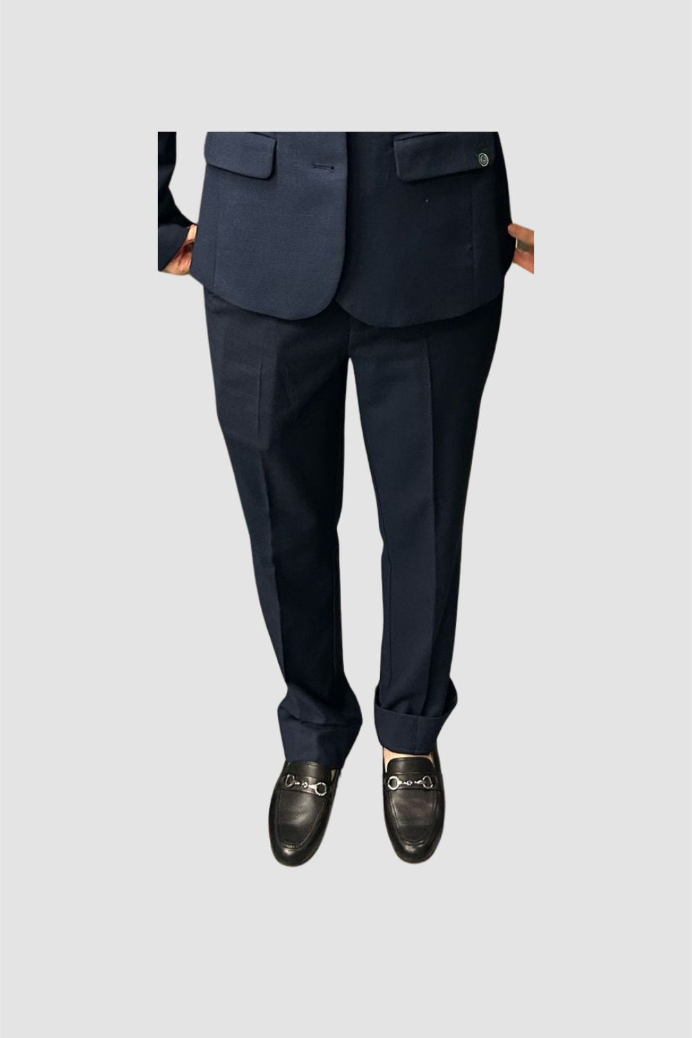 <b>HKCEC Event Executive  </b> | Women's Adjustable Waistband Navy Checked Pants_WPS0037