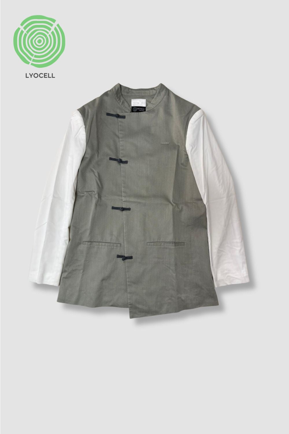 <b>HKCEC The Atrium_Waiter</b> | Men's Asymmetric Mandarin collar jacket with contrast sleeves _MJK0024B