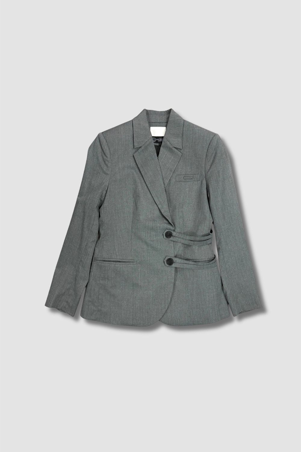 <b>HKCEC The Atrium_Headwaitress </b> | Women's Double Breasted waist strap Grey Jacket with chest pocket_WJK0030