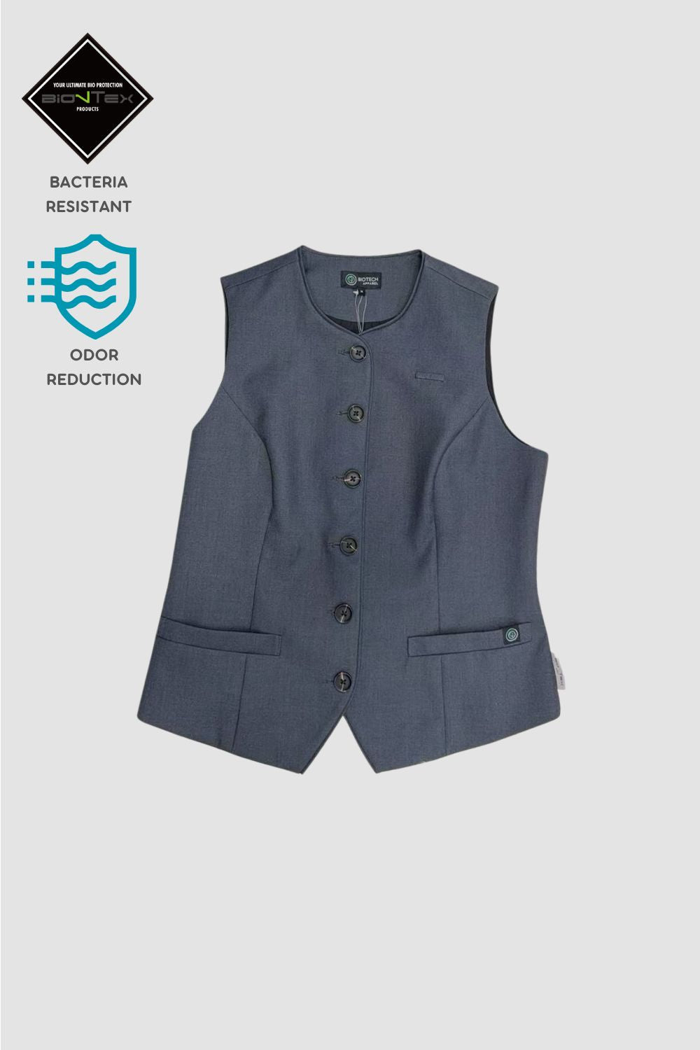 <b>HKCEC F&B Catering_Casual Labour</b> | Female Round Grey Waistcoat (no piping) WVT0003A