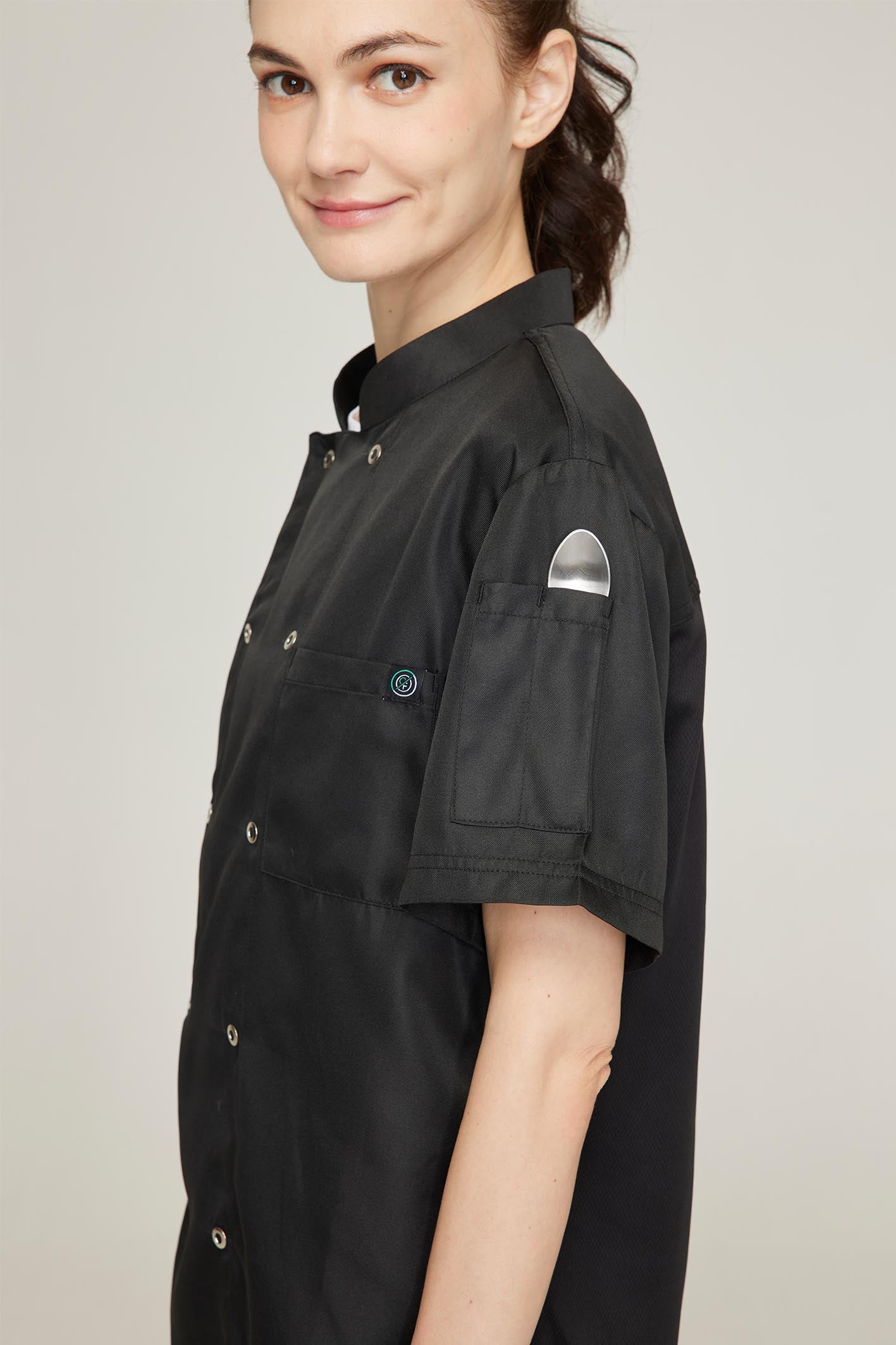 Women's BioNTex™ 2-Pocket Double Breasted Short Sleeve Chef Coat