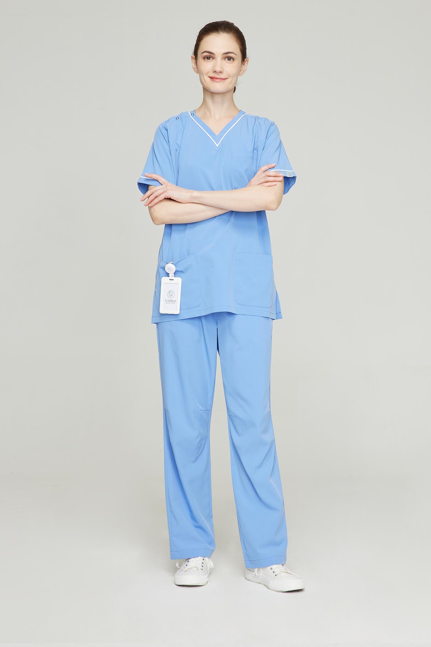 Women's BioNTex™ Contrast Piping Scrub Top