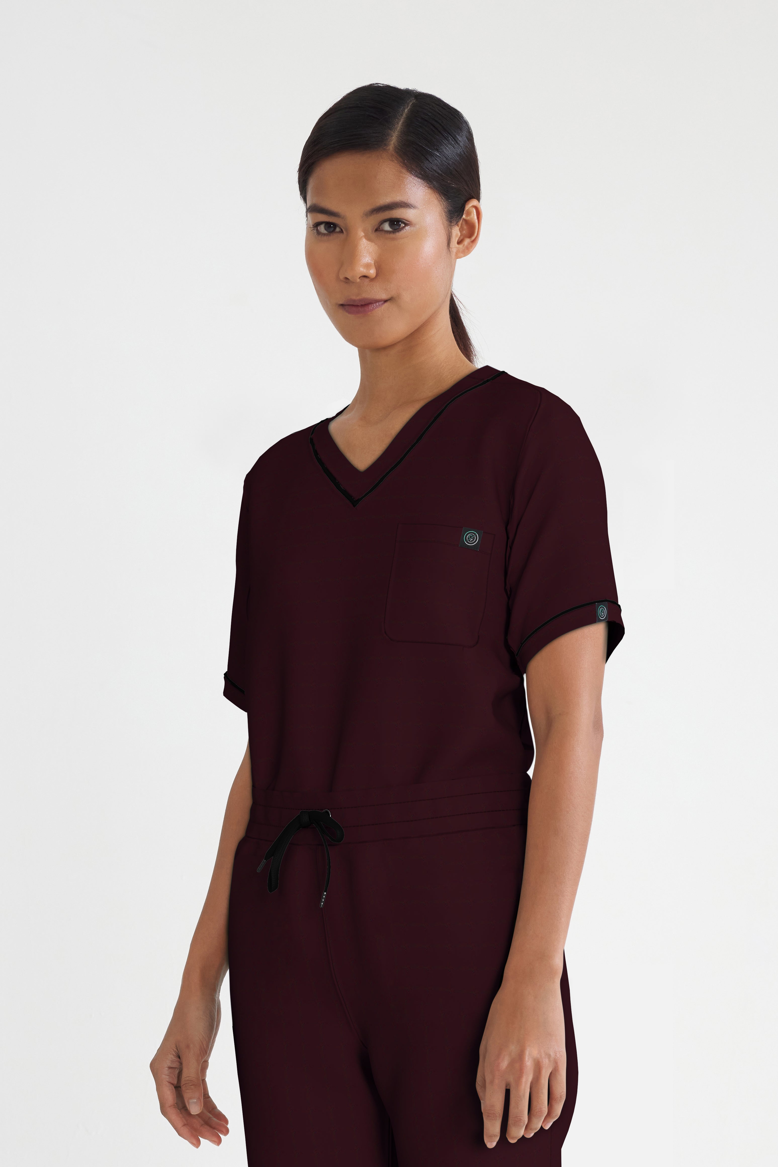 Women's BioNTex™ Contrast Piping Scrub Top