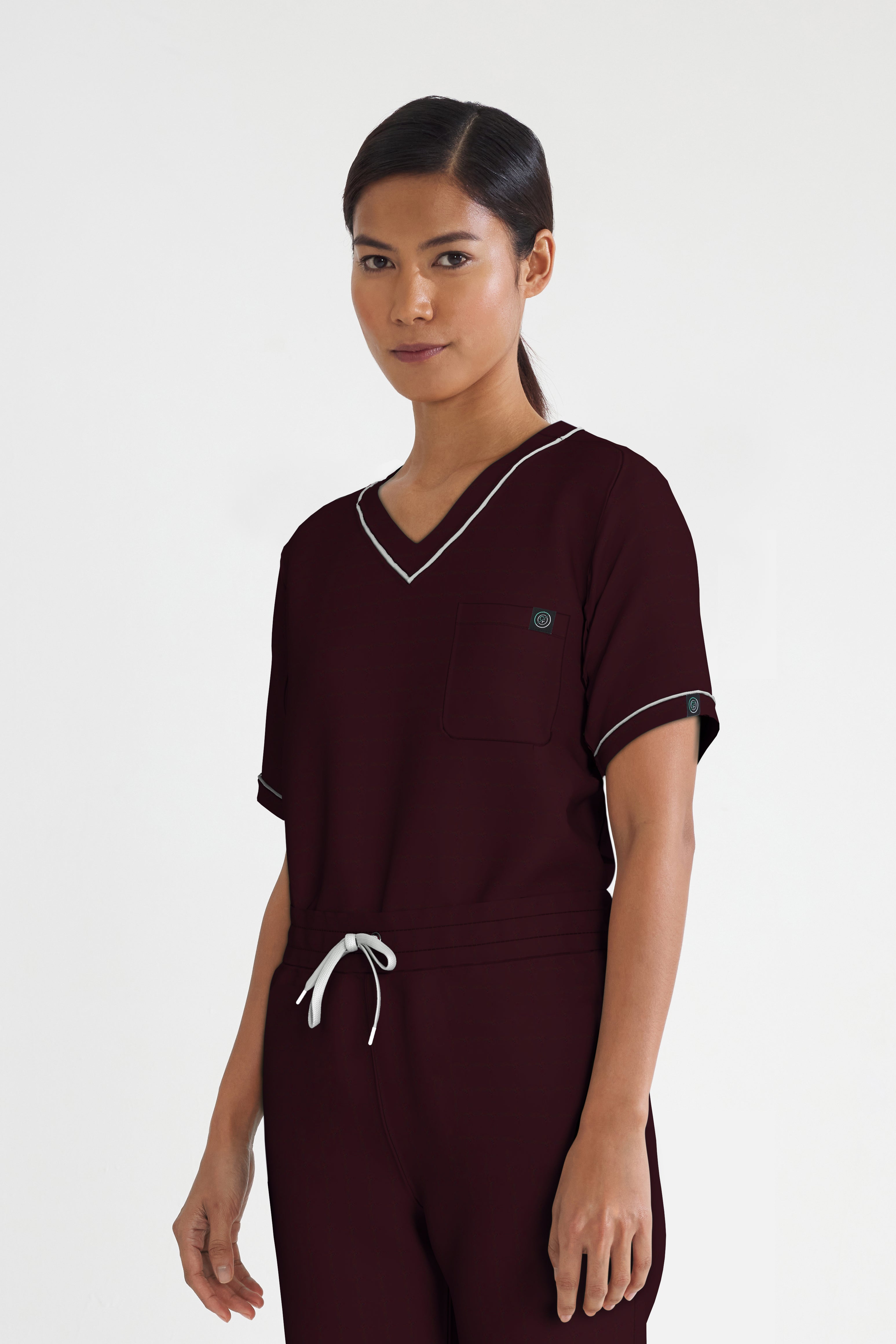 Women's BioNTex™ Contrast Piping Scrub Top