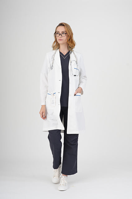 Women's BioNTex™ Long Lab Coat with Contrast Piping