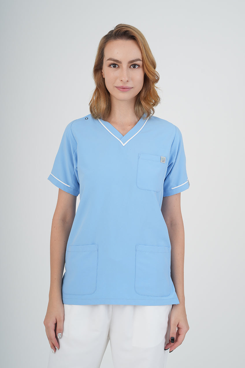 Women's BioNTex™ Contrast Piping Scrub Top