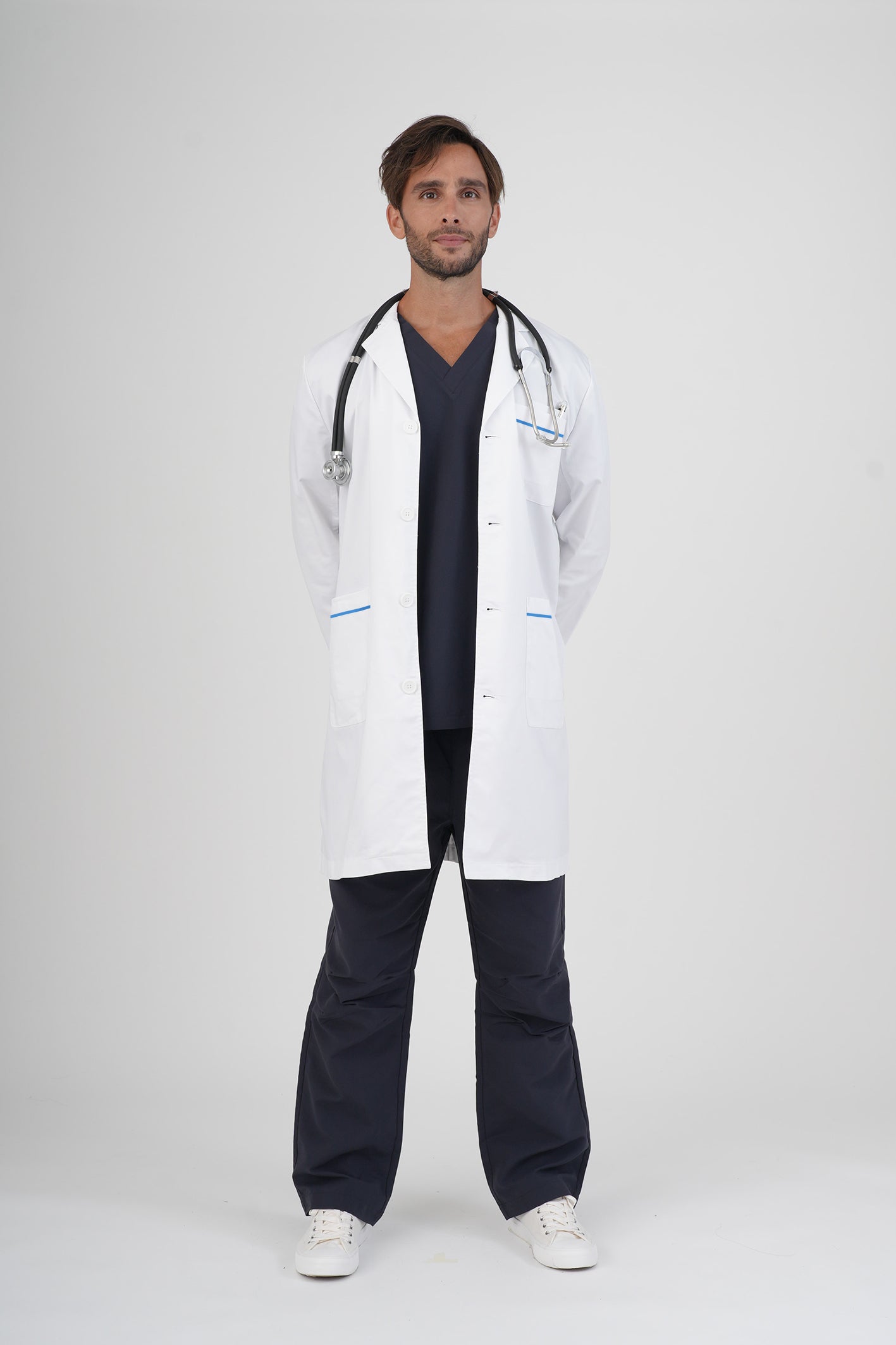 Men's BioNTex™ Long Lab Coat with Contrast Piping