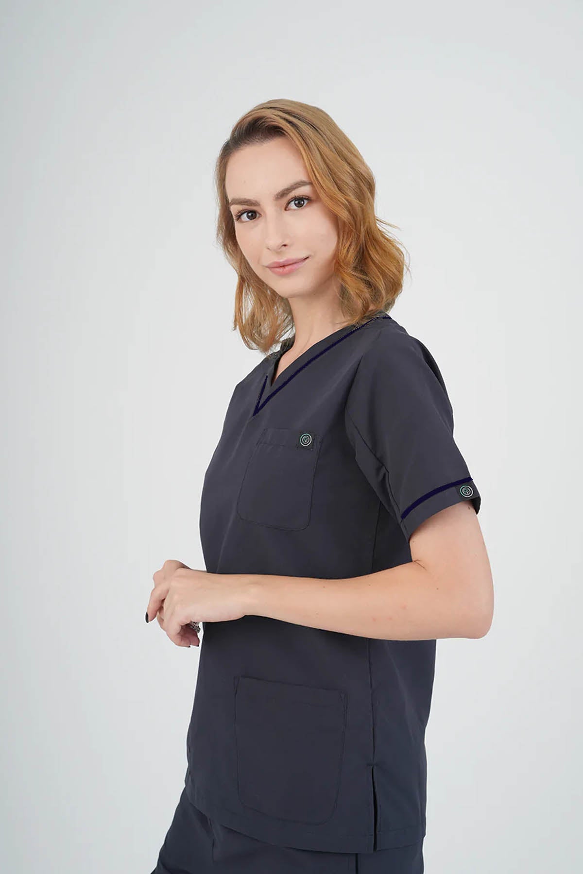 Women's BioNTex™ Contrast Piping Scrub Top