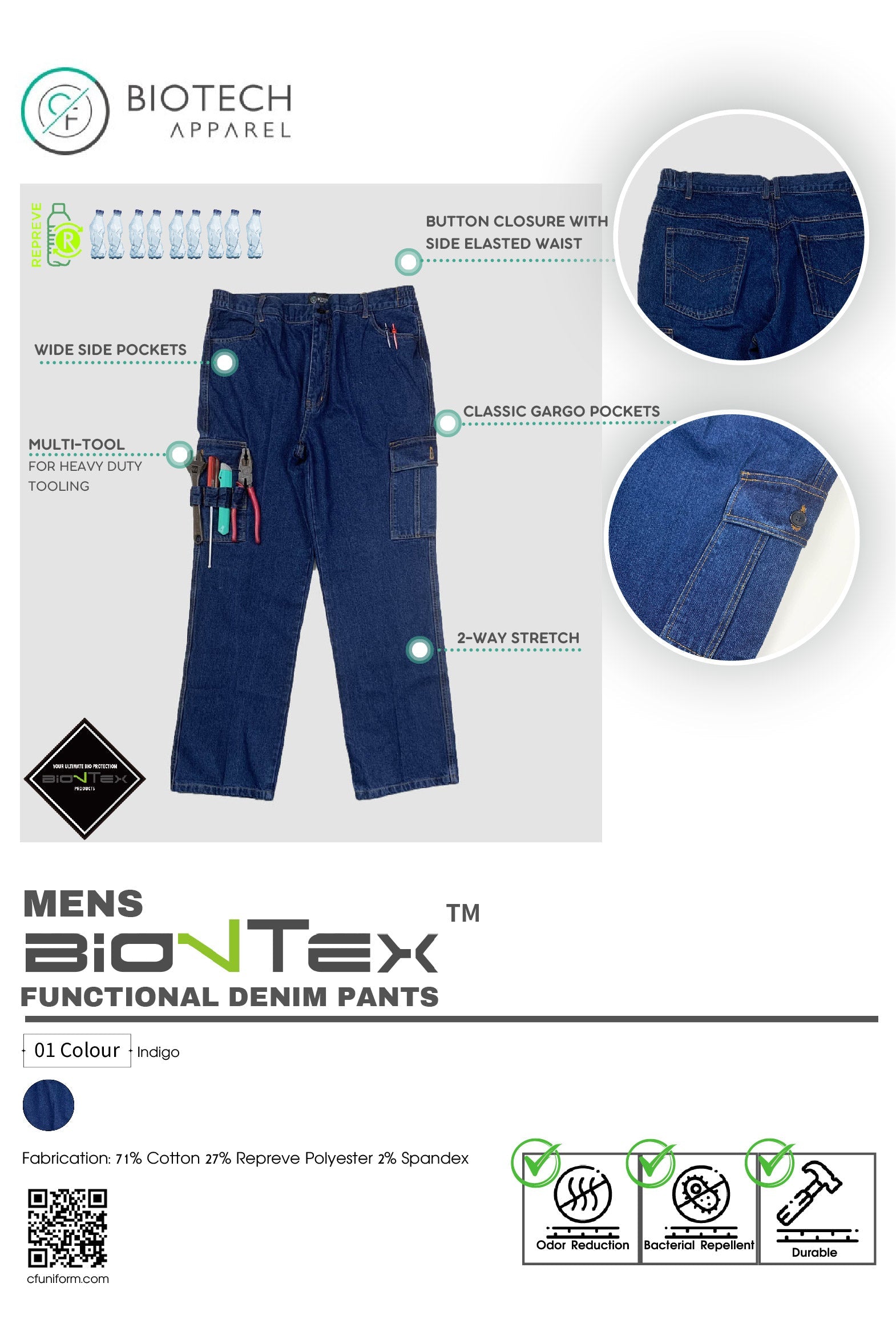 Men's BioNTex™ ECO Functional Denim Pants